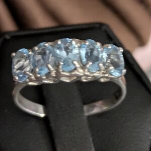 Elegant Silver and Blue Topaz Gemstone Ring Size, 9